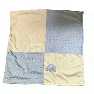 HTF KYLE & DEENA LOVEY SOFT BABY BLANKET 30x30" blue  minky dots elephant cream